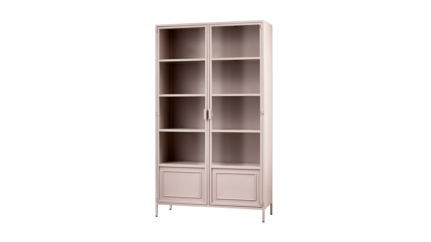 Vaisselier 2 portes en métal rose poudré 110 cm - Ronja