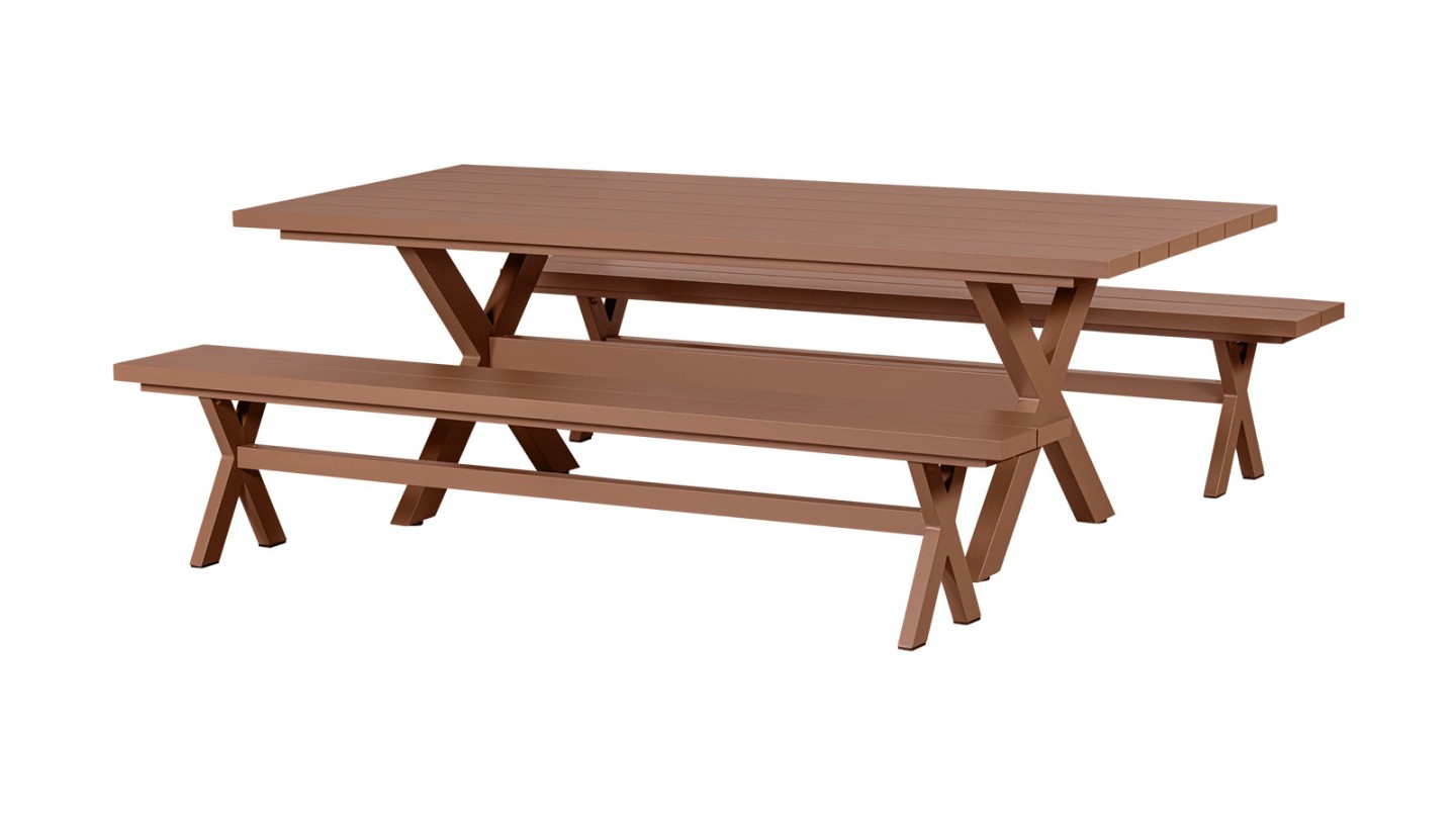 Table de jardin en aluminium terracotta 220 cm - Delta