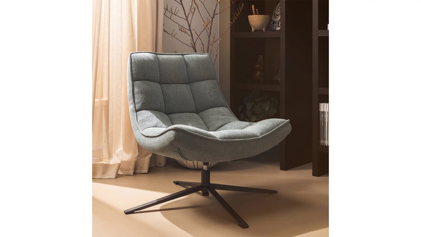 Fauteuil pivotant en tissu bleu gris - Maudi