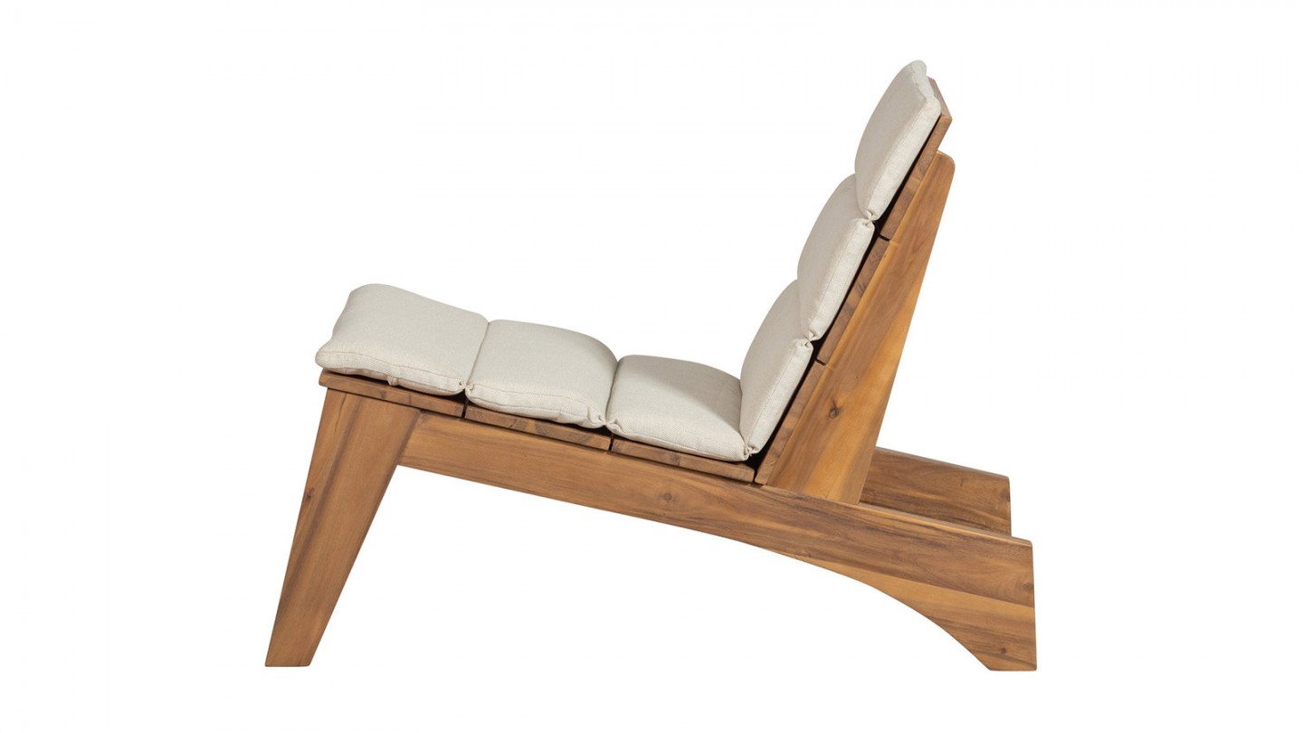 Fauteuil de jardin en bois et coussins écrus - Kenai