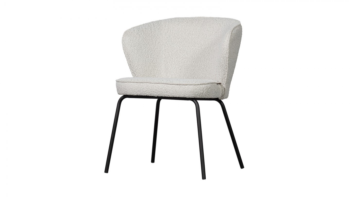 Fauteuil de table en tissu bouclé gris - Juno