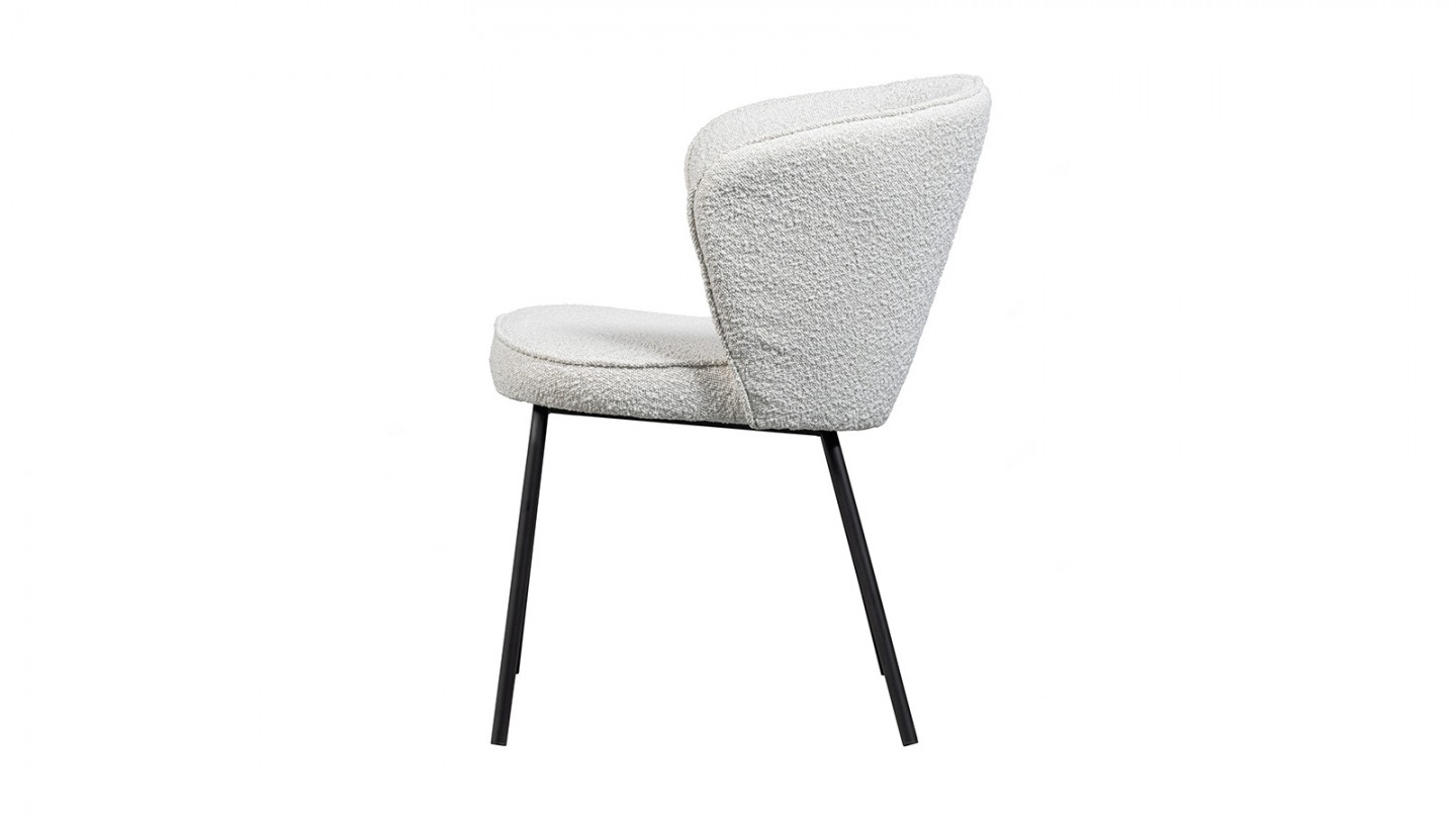 Fauteuil de table en tissu bouclé gris - Juno