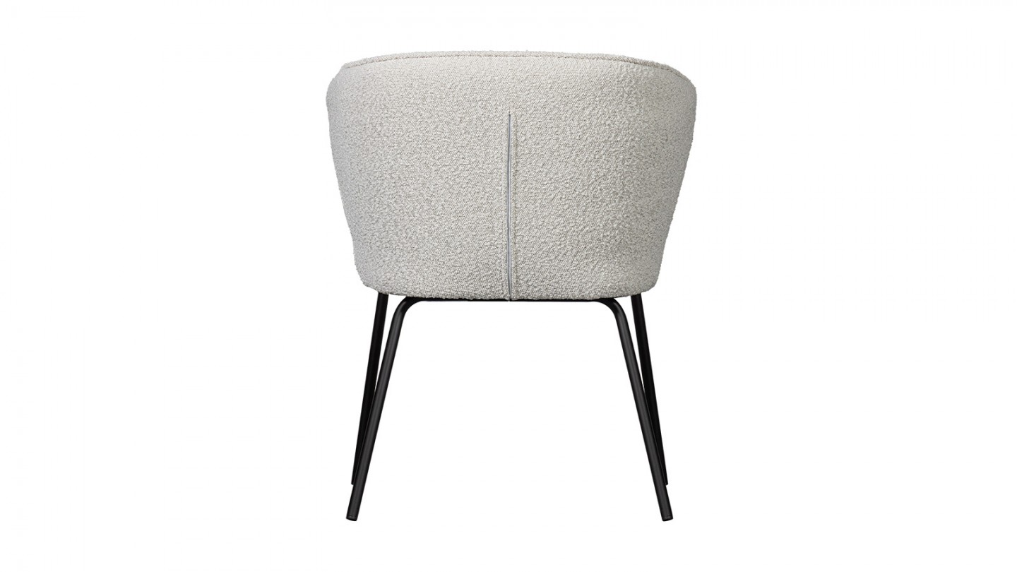 Fauteuil de table en tissu bouclé gris - Juno