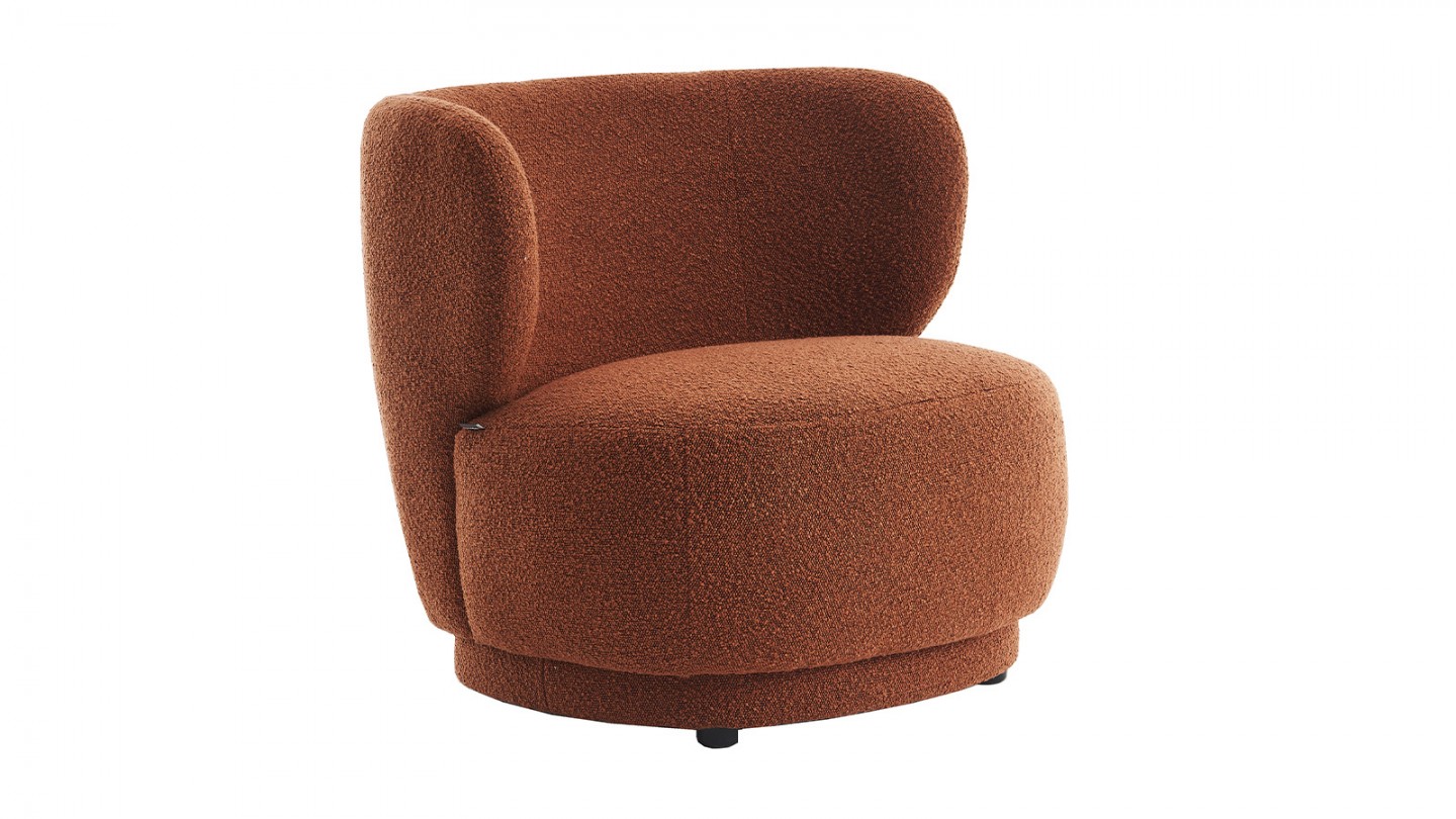 Fauteuil en tissu bouclette rouille - Ester