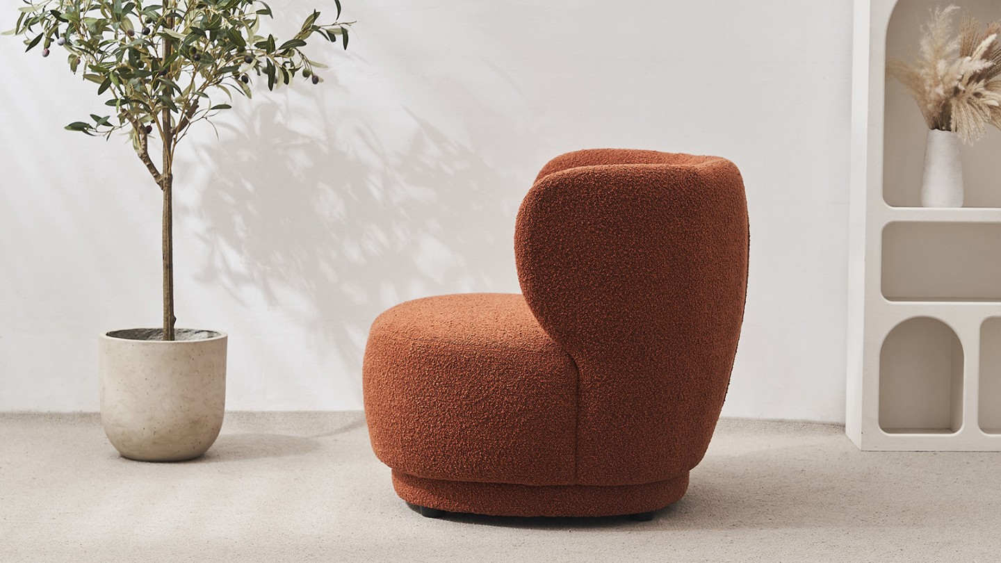 Fauteuil en tissu bouclette rouille - Ester