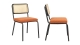 Lot de 2 chaises en métal et bois noir, cannage naturel et tissu bouclé rouille - Paula