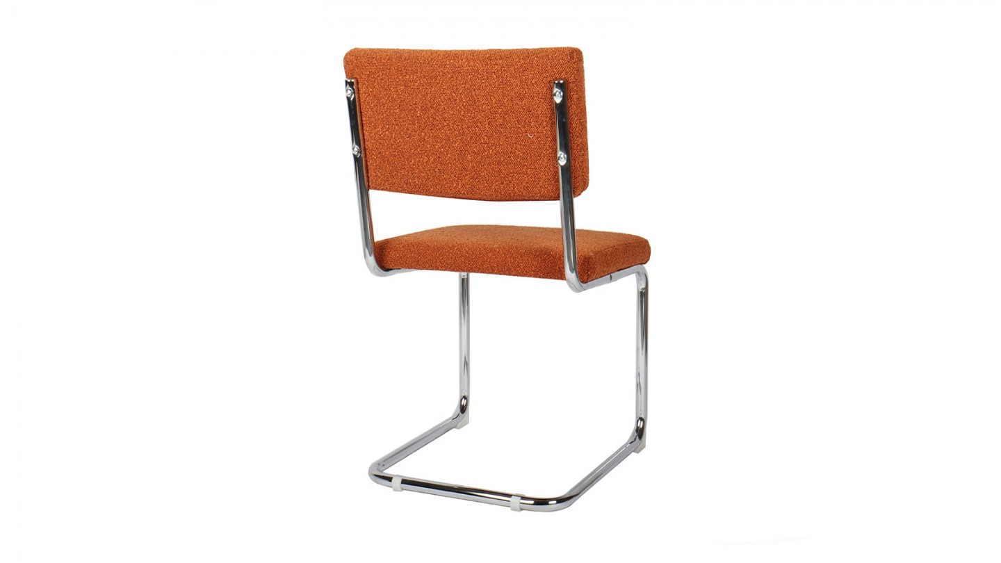 Lot de 2 chaises en tissu bouclé rouille et métal chromé - Dulce