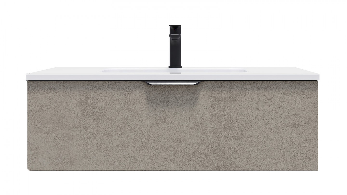 Meuble de salle de bains 90 cm Béton taloché - 1 tiroir - simple vasque - Loft