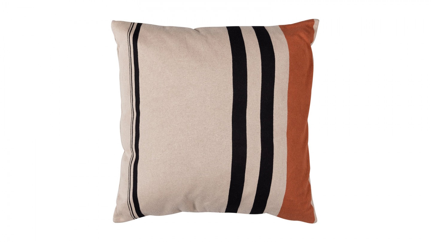 Coussin à rayures beige 60x60cm - Hani