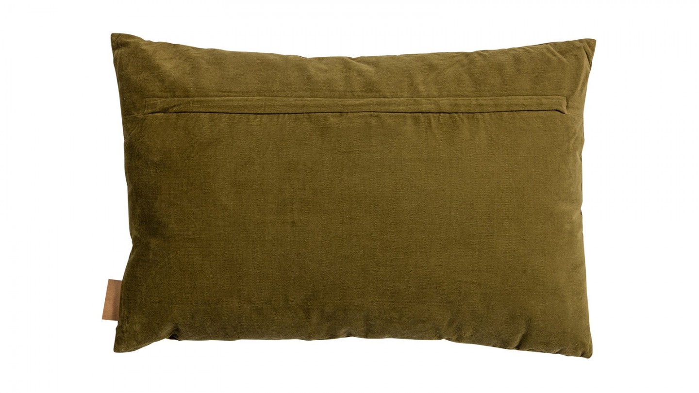 Coussin rectangulaire en velours vert kaki 40x60cm - Rina