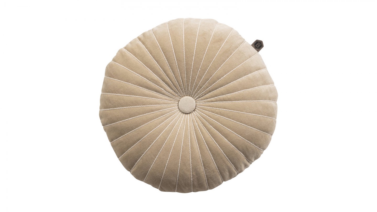 Coussin rond en velours beige 45cm - Twinkle