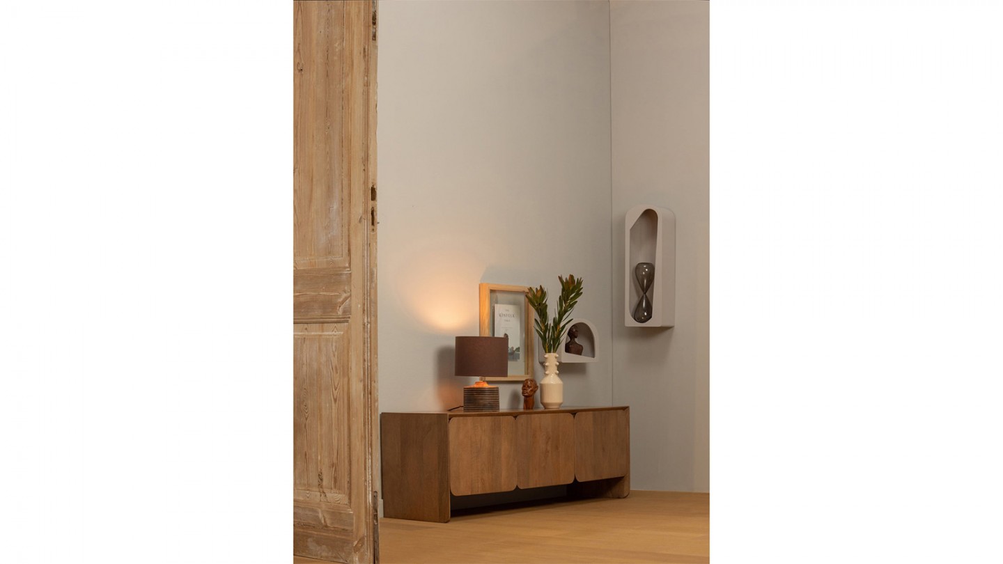 Etagère murale demi-sphère en bois beige - Noam