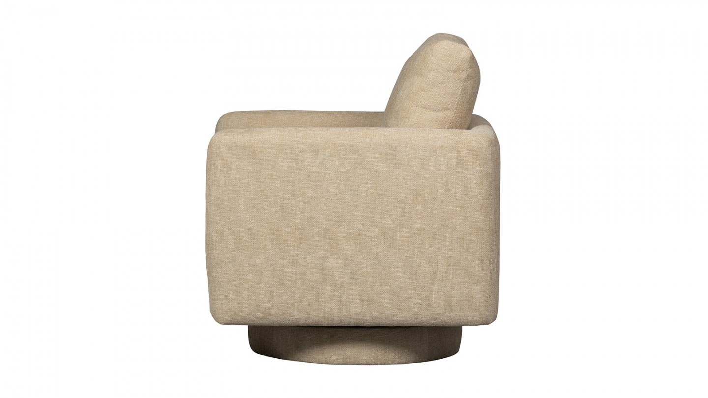 Fauteuil pivotant en tissu chenille beige - Oscar