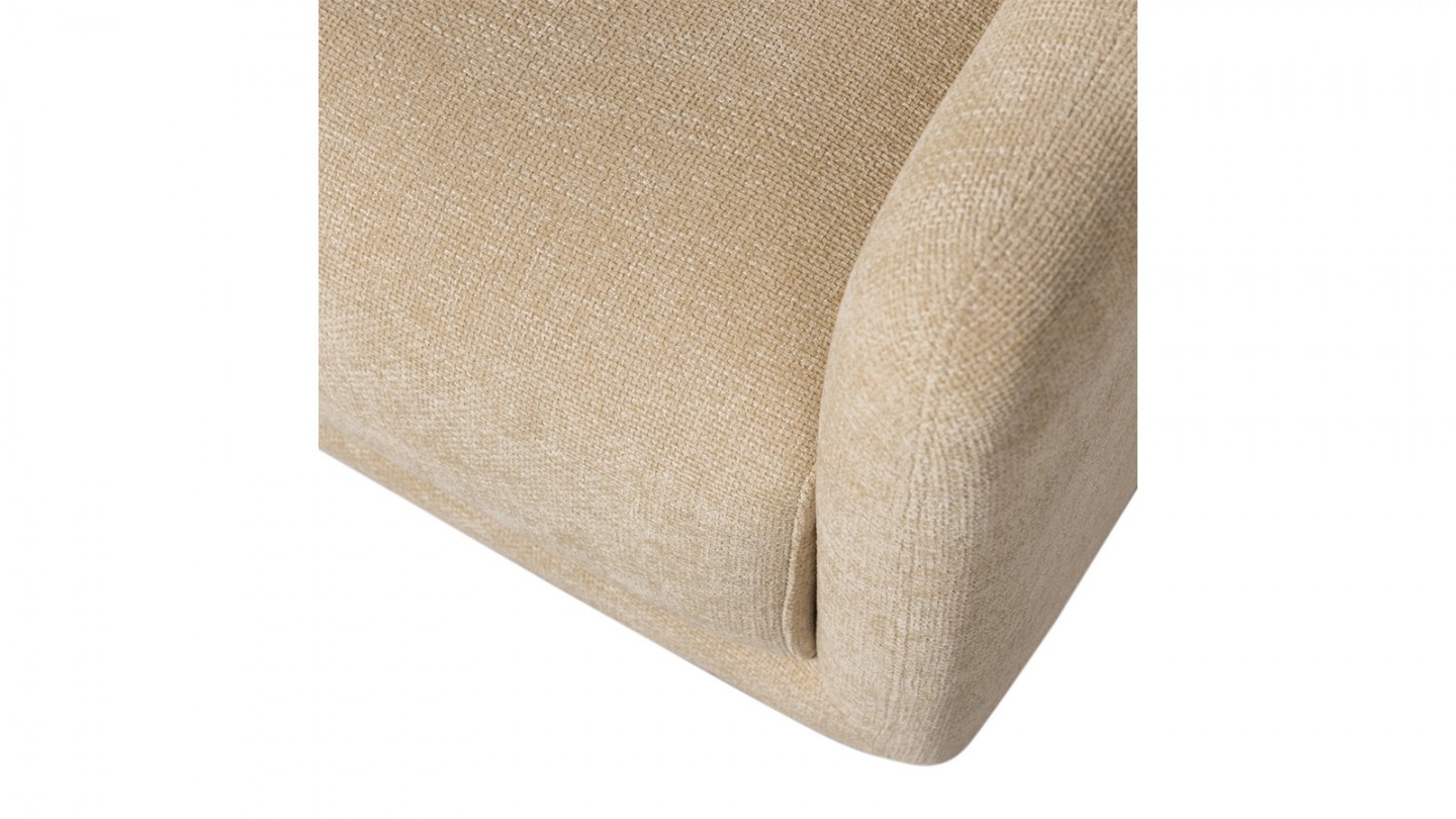 Fauteuil pivotant en tissu chenille beige - Oscar