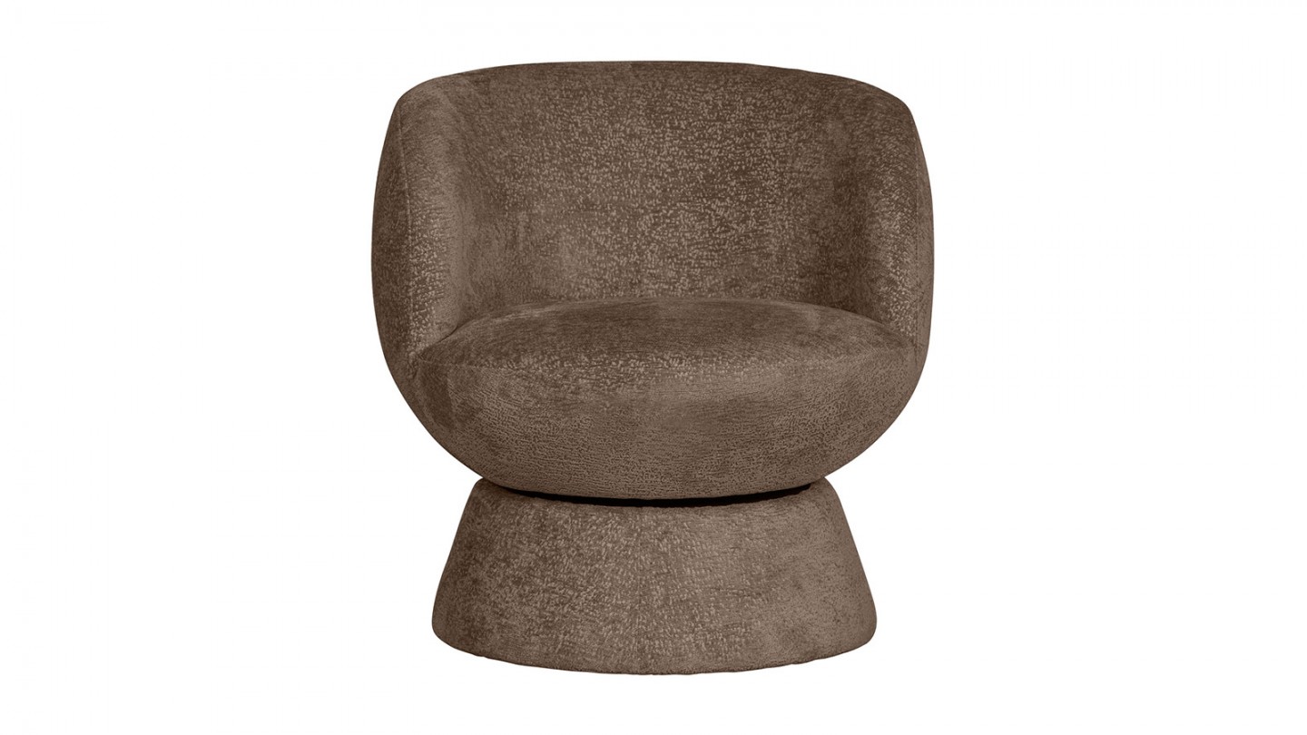 Fauteuil pivotant en tissu chenille marron - Shuffle