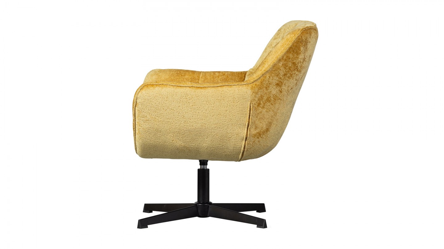 Fauteuil pivotant en tissu chenille jaune - Wibo