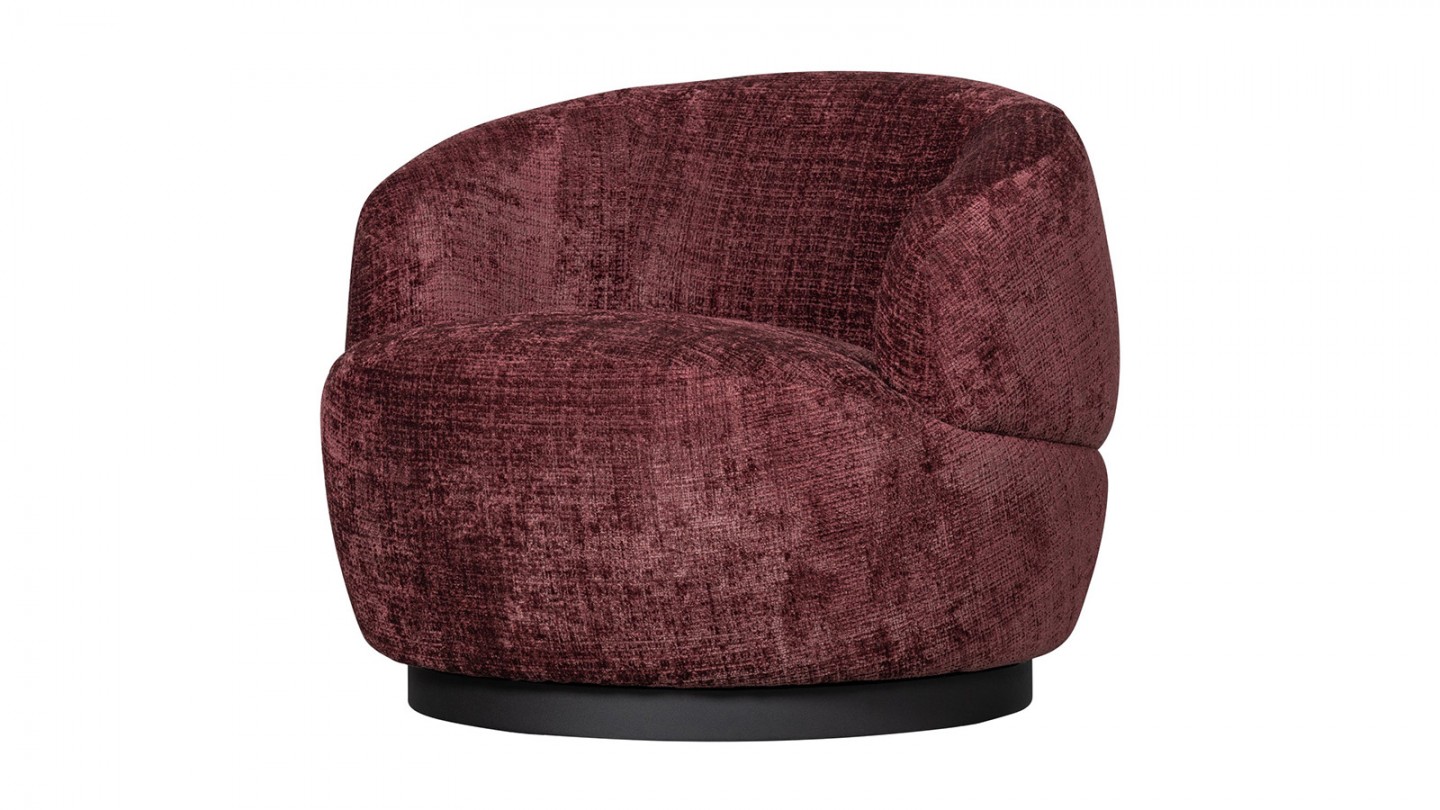 Fauteuil pivotant en tissu chenille aubergine - Woolly