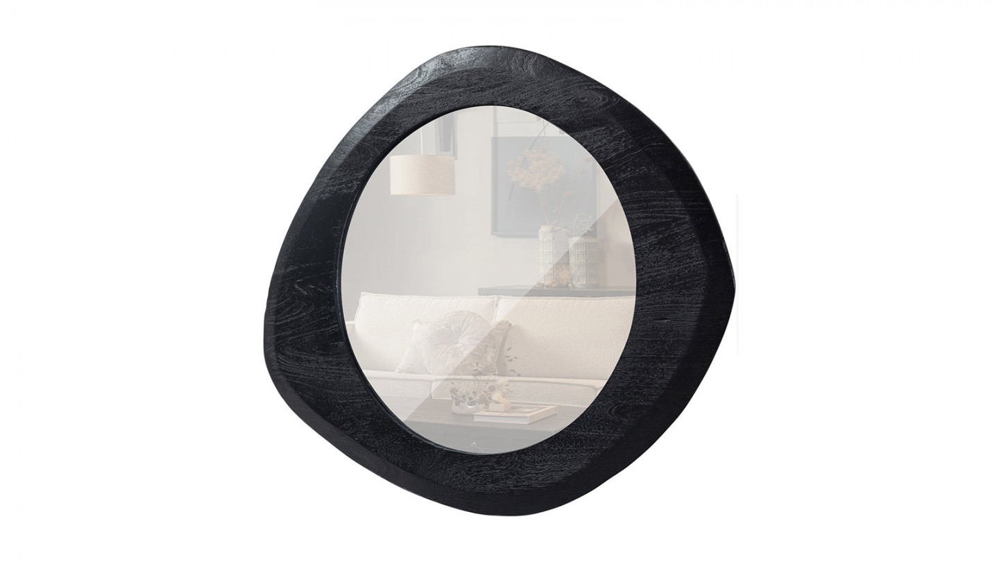 Miroir avec bordure en bois de manguier noir 70x60 cm - Enclose