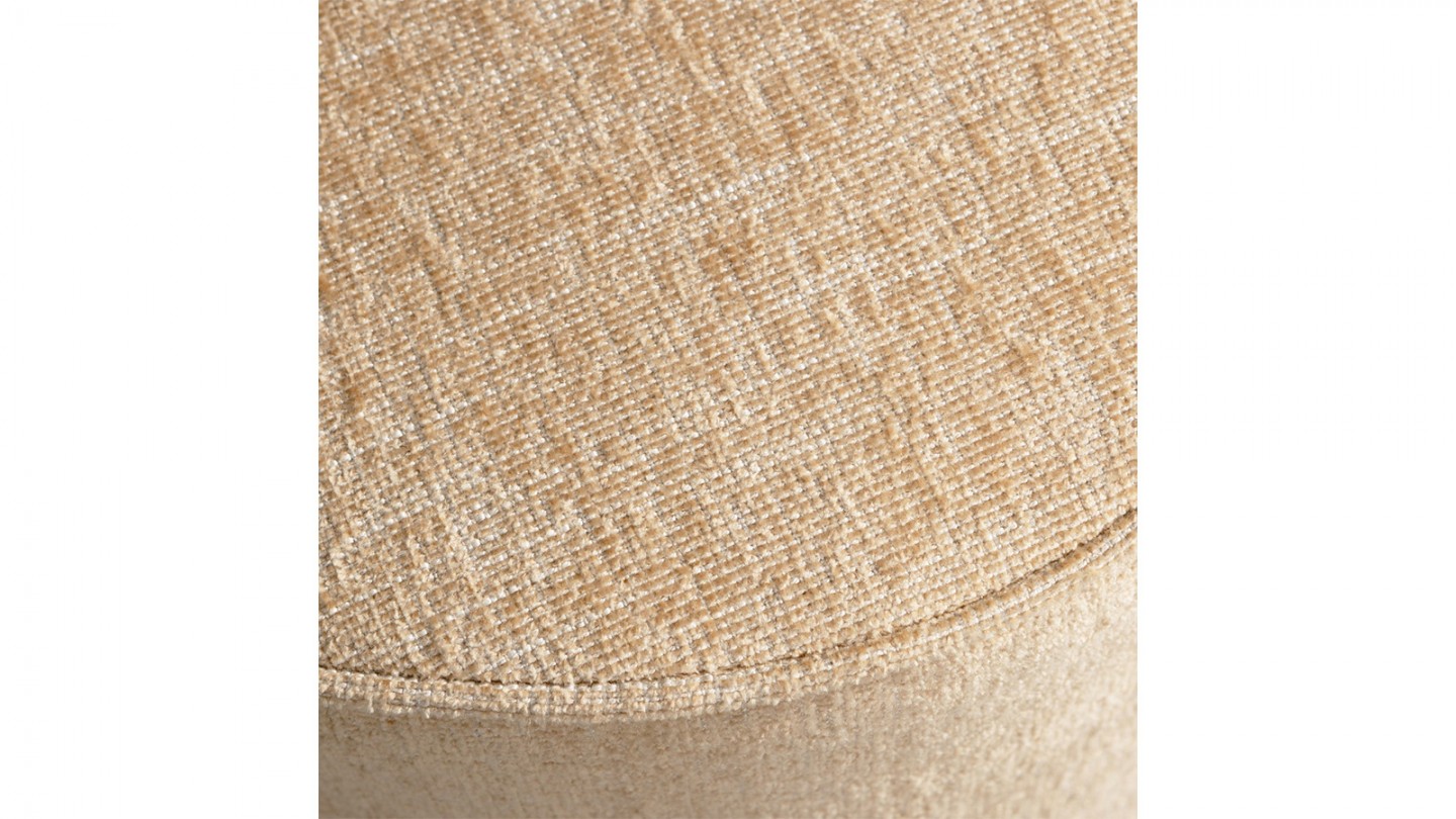 Pouf en tissu chenille beige - Pearl