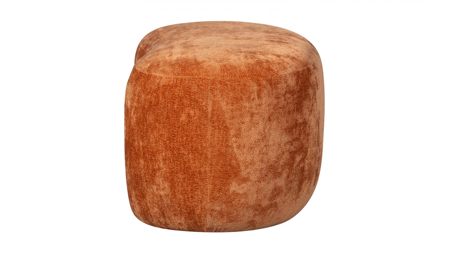 Pouf modulable en tissu chenille orange - Popular