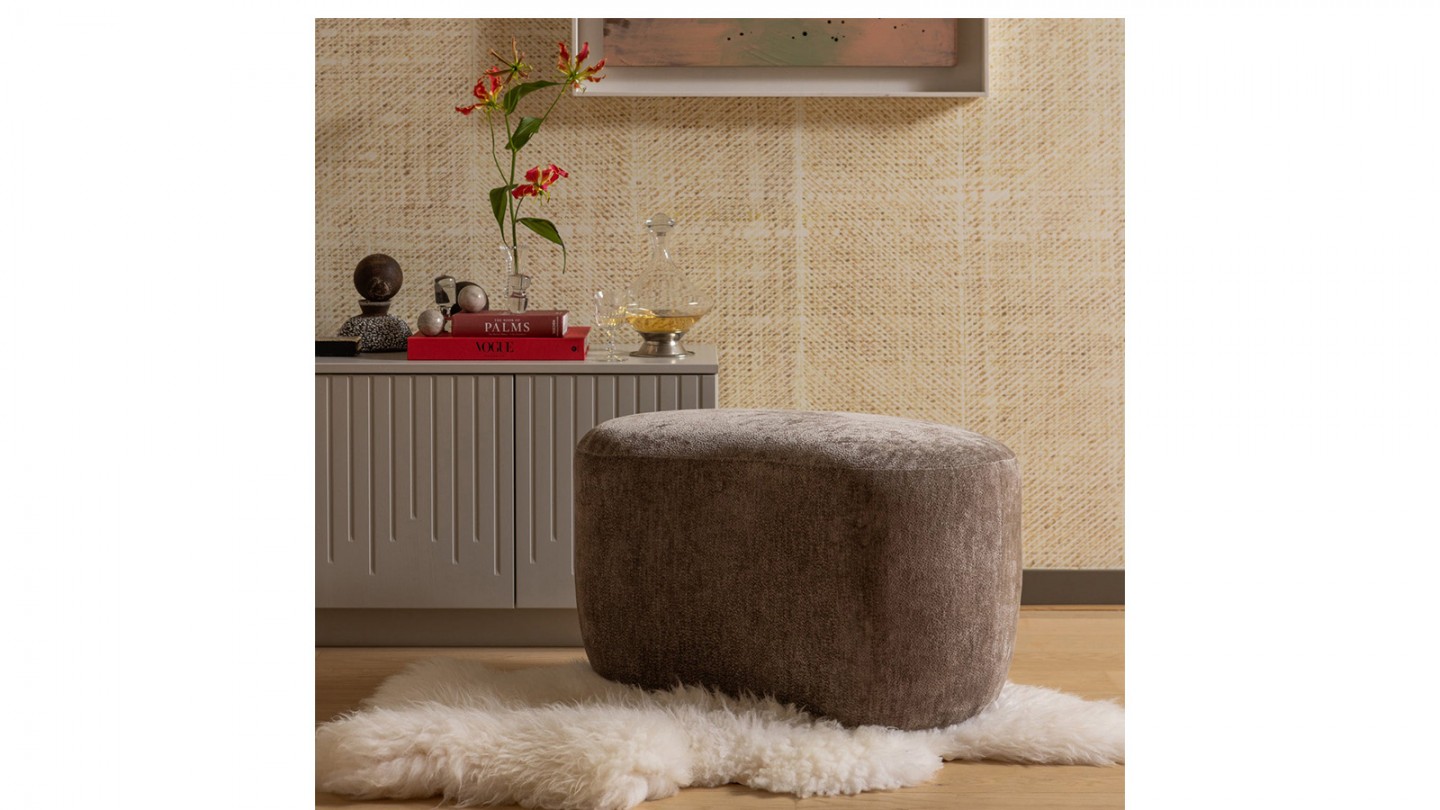 Pouf modulable en tissu chenille Taupe - Popular