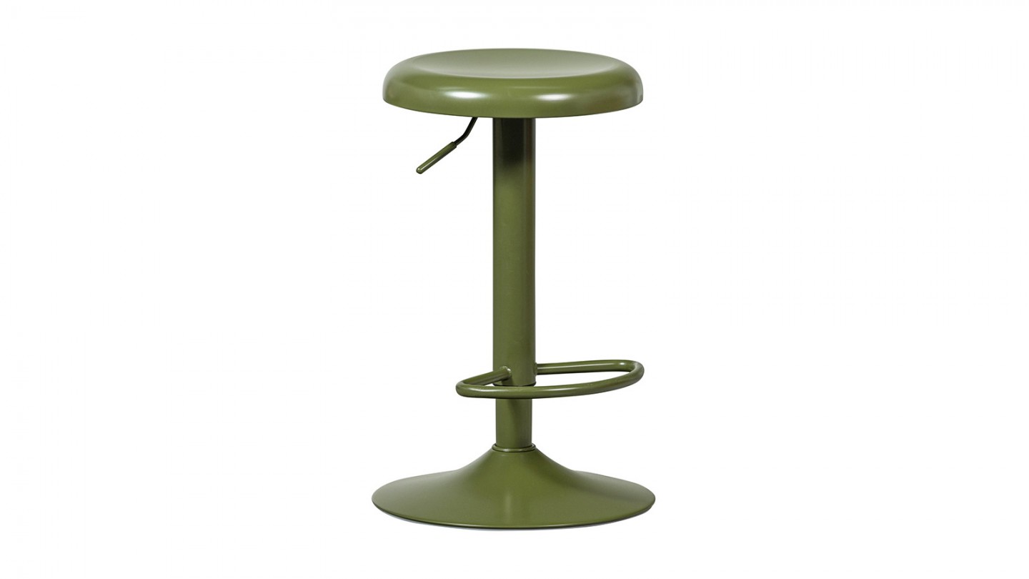 Tabouret de bar en métal vert kaki - Isaac