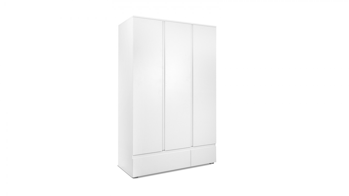 Armoire 3 portes 2 tiroirs blanche 122 cm - Medea