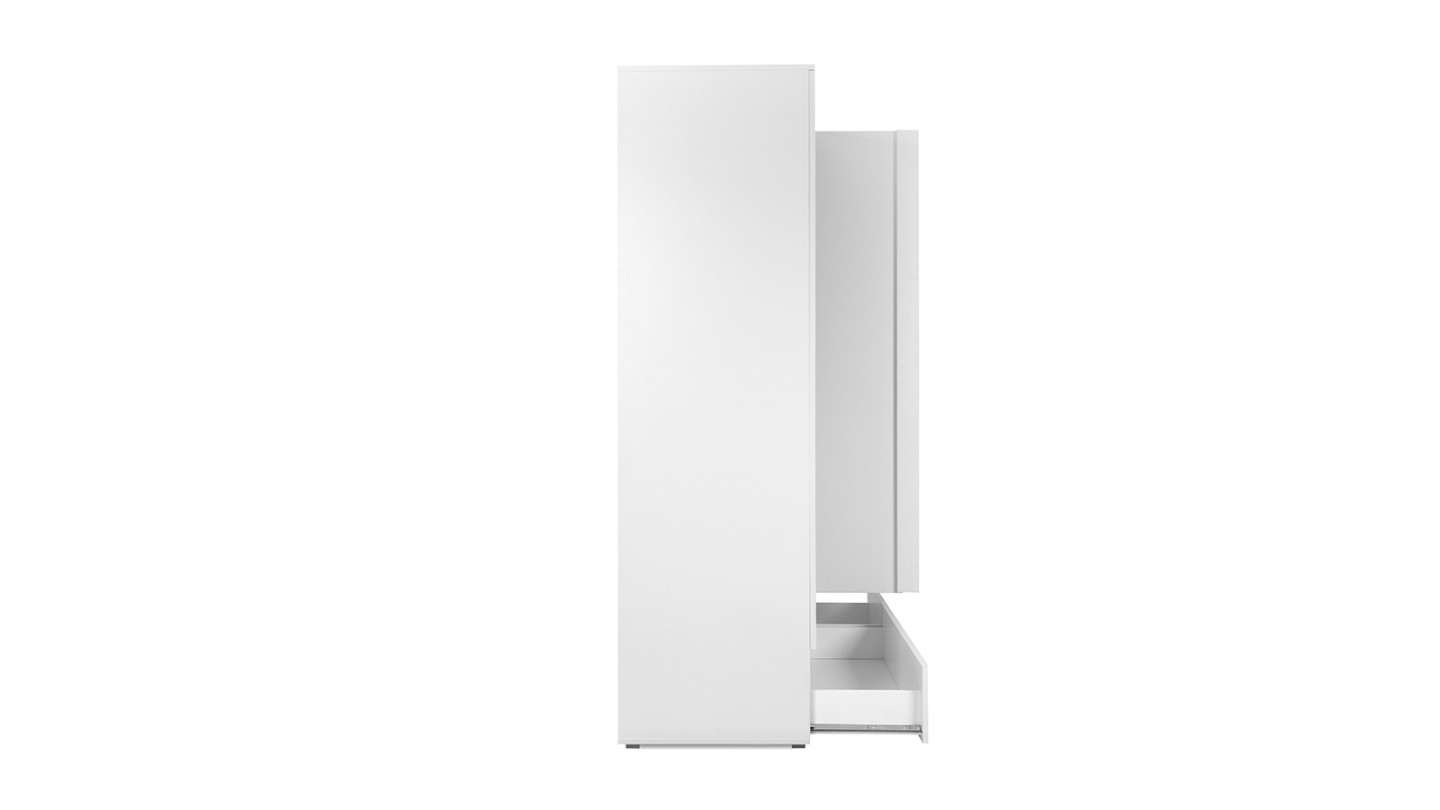 Armoire 3 portes 2 tiroirs blanche 122 cm - Medea