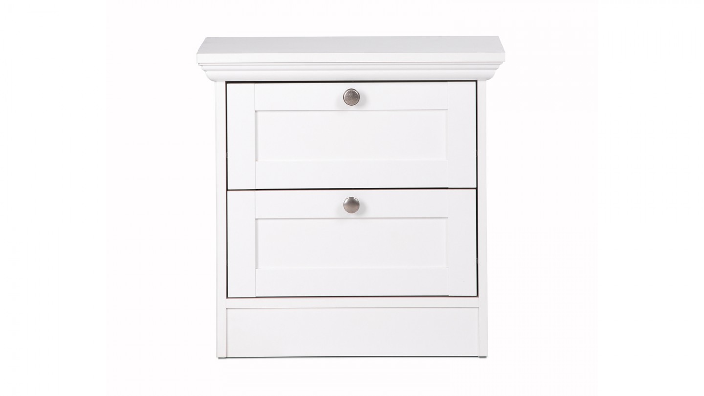 Table de chevet 2 tiroirs blanche 50 cm - Alix