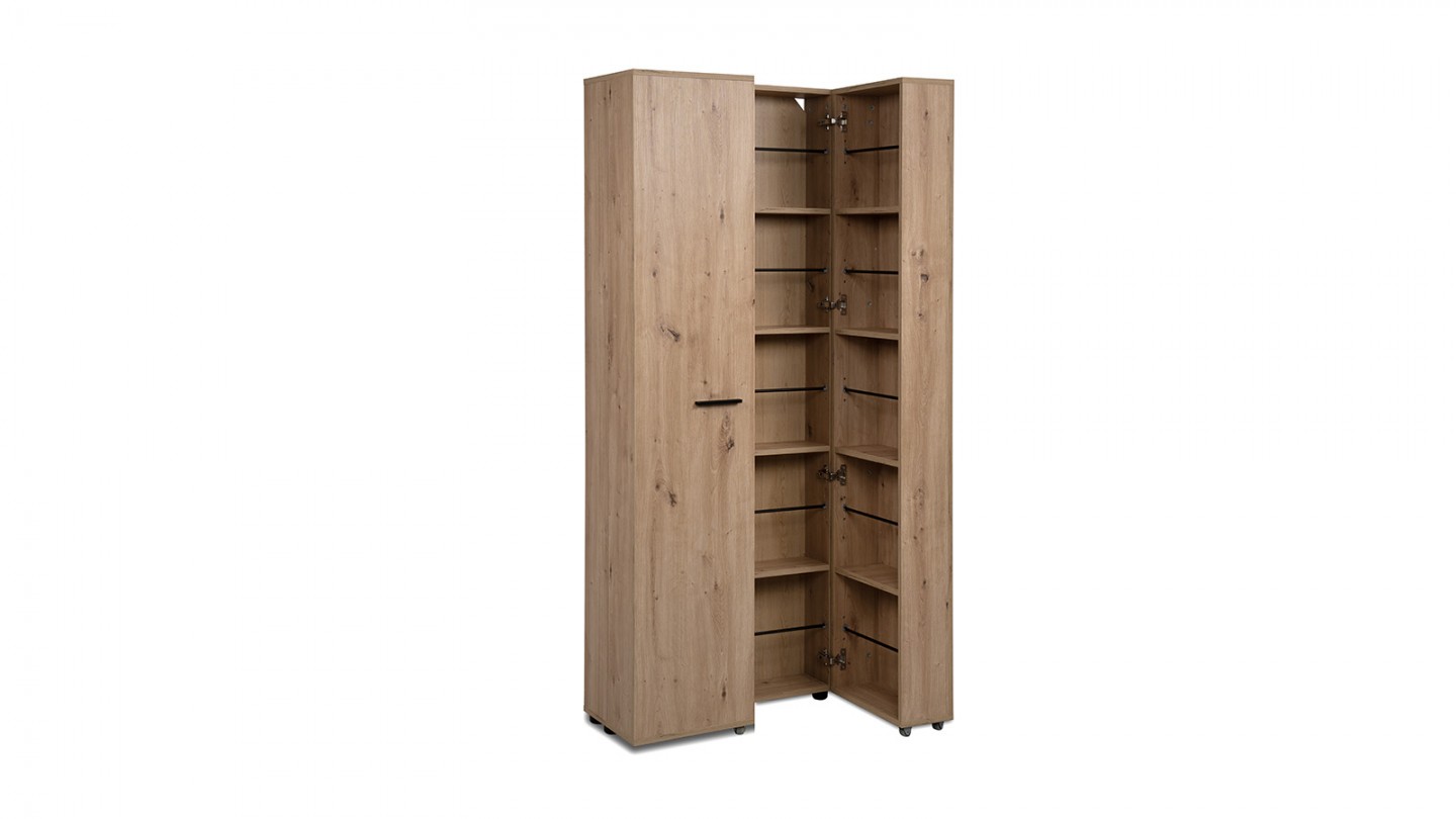 Armoire à chaussures 2 portes effet chêne 74 cm - Nuria