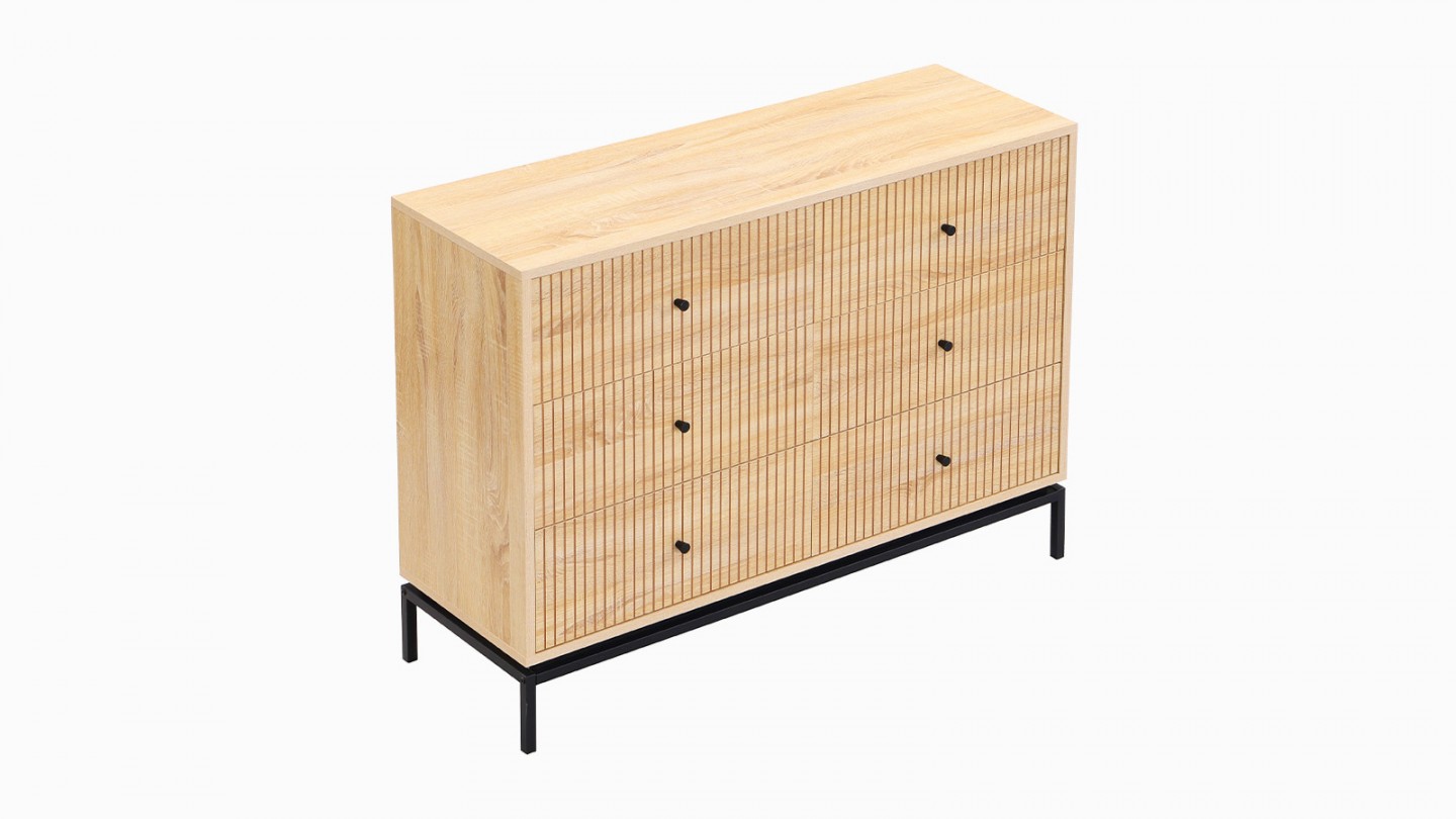 Commode 6 tiroirs effet bois 120 cm - Talia