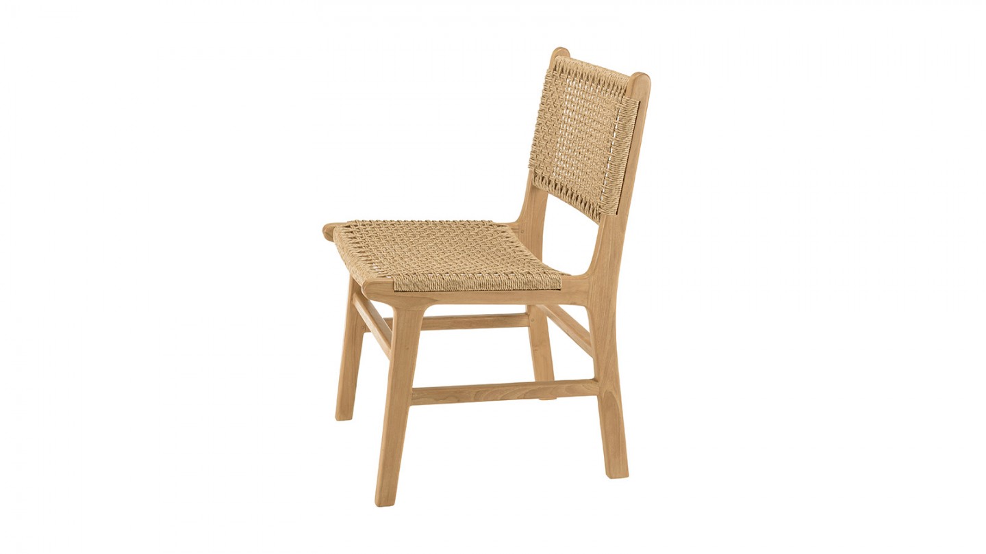 Lot de 2 chaises jardin teck naturel rotin synthétique beige VALERIA