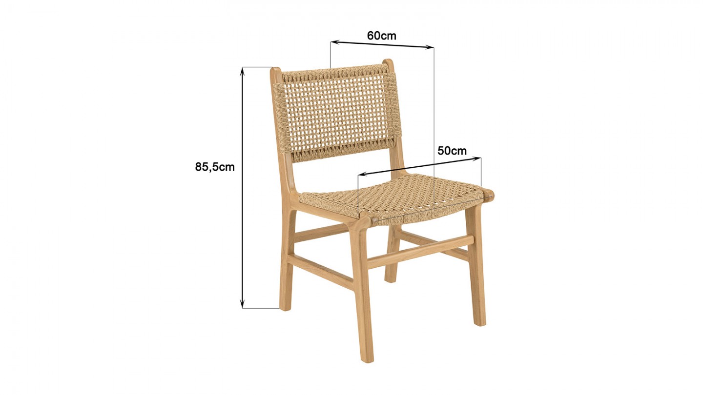 Lot de 2 chaises jardin teck naturel rotin synthétique beige VALERIA