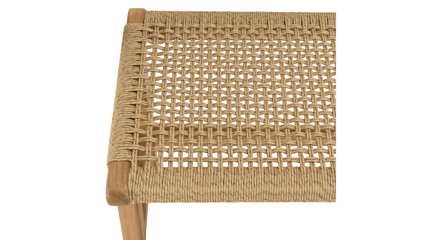 Banc de jardin 3 places teck assise rotin synthétique beige VALERIA