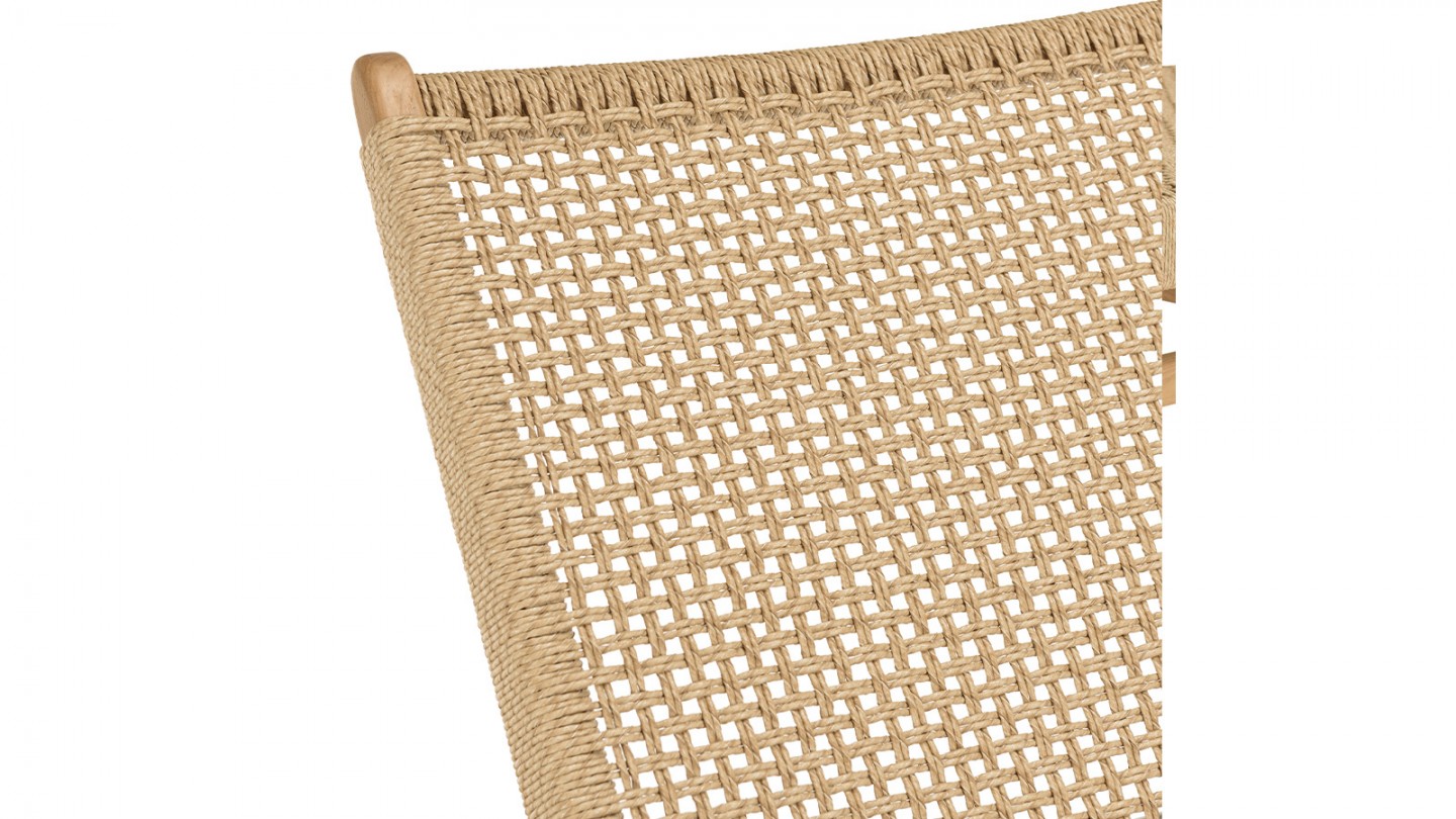 Bain de soleil en teck naturel et rotin synthétique beige VALERIA