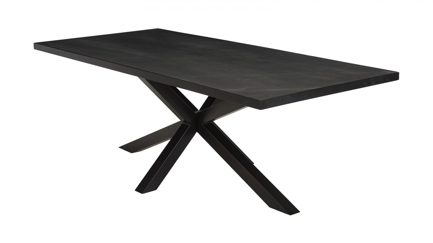 Table à manger plateau noir effet pierre 220cm - Basile