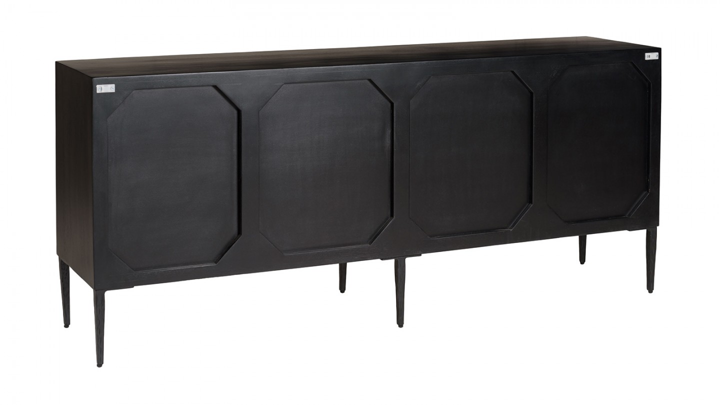 Buffet en manguier noir 4 portes sculptées 175cm - Gloria