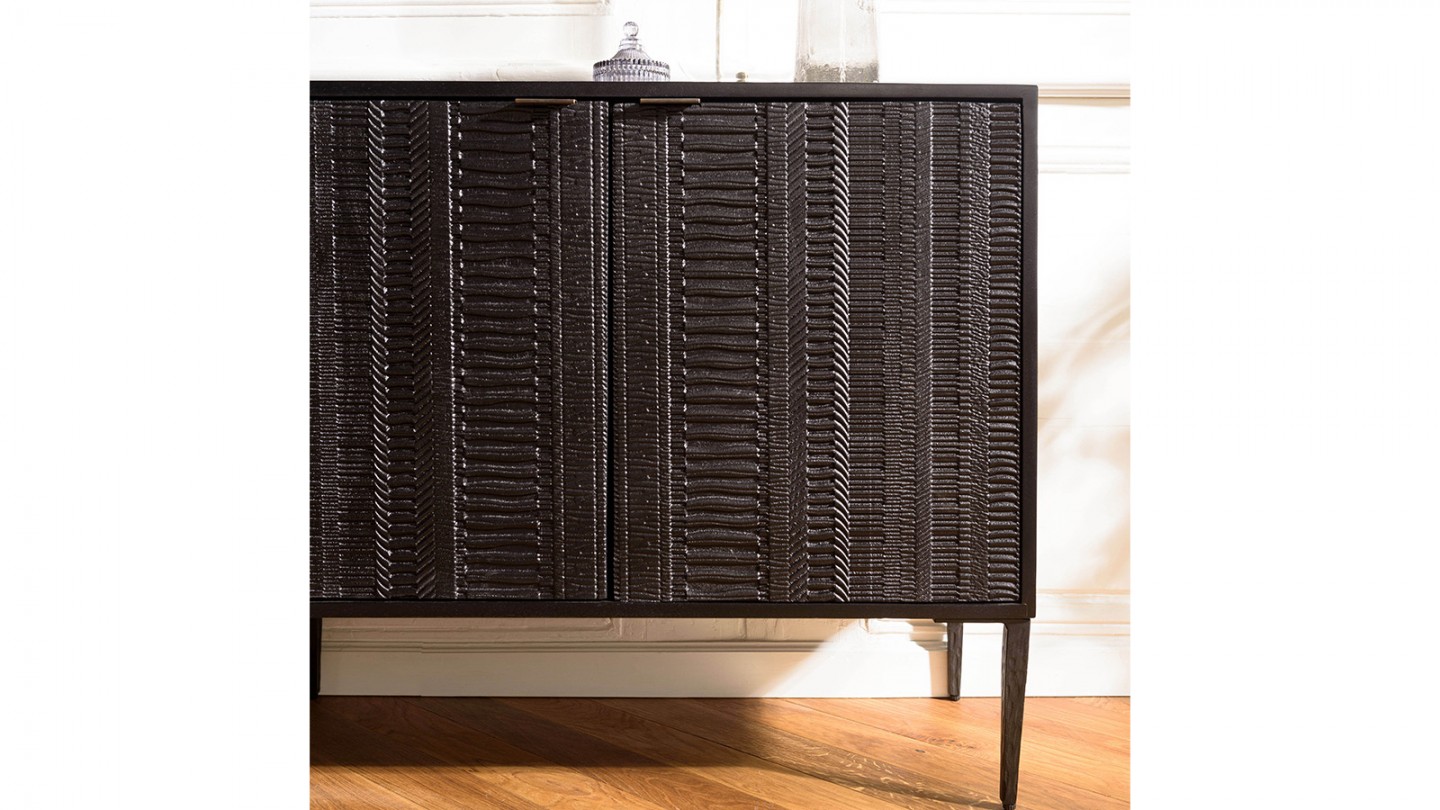 Buffet en manguier noir 4 portes sculptées 175cm - Gloria