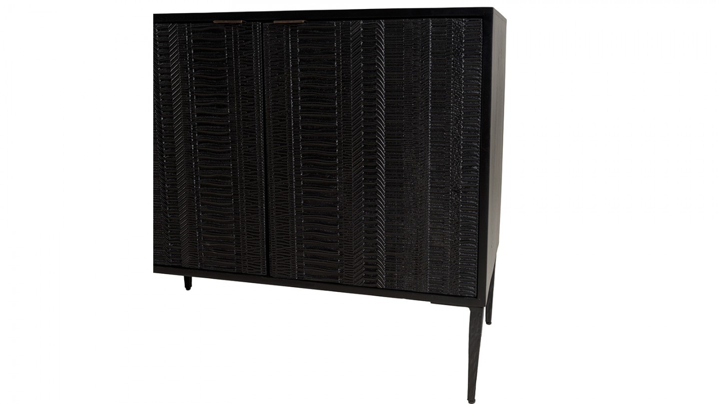 Buffet en manguier noir 4 portes sculptées 175cm - Gloria