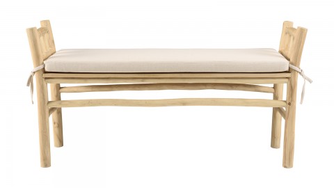 Banc en teck naturel 128 cm avec coussin blanc - Will