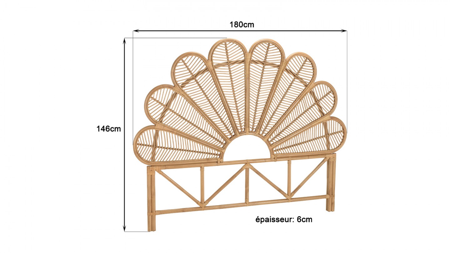 Tête de lit en rotin 140/160cm - Kally