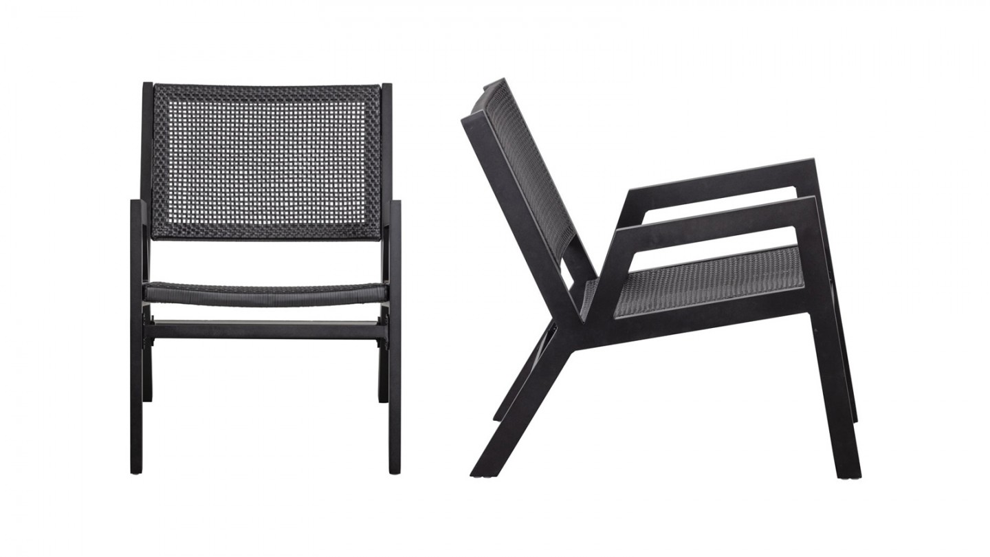 Fauteuil de jardin en aluminium noir - Pem - Woood