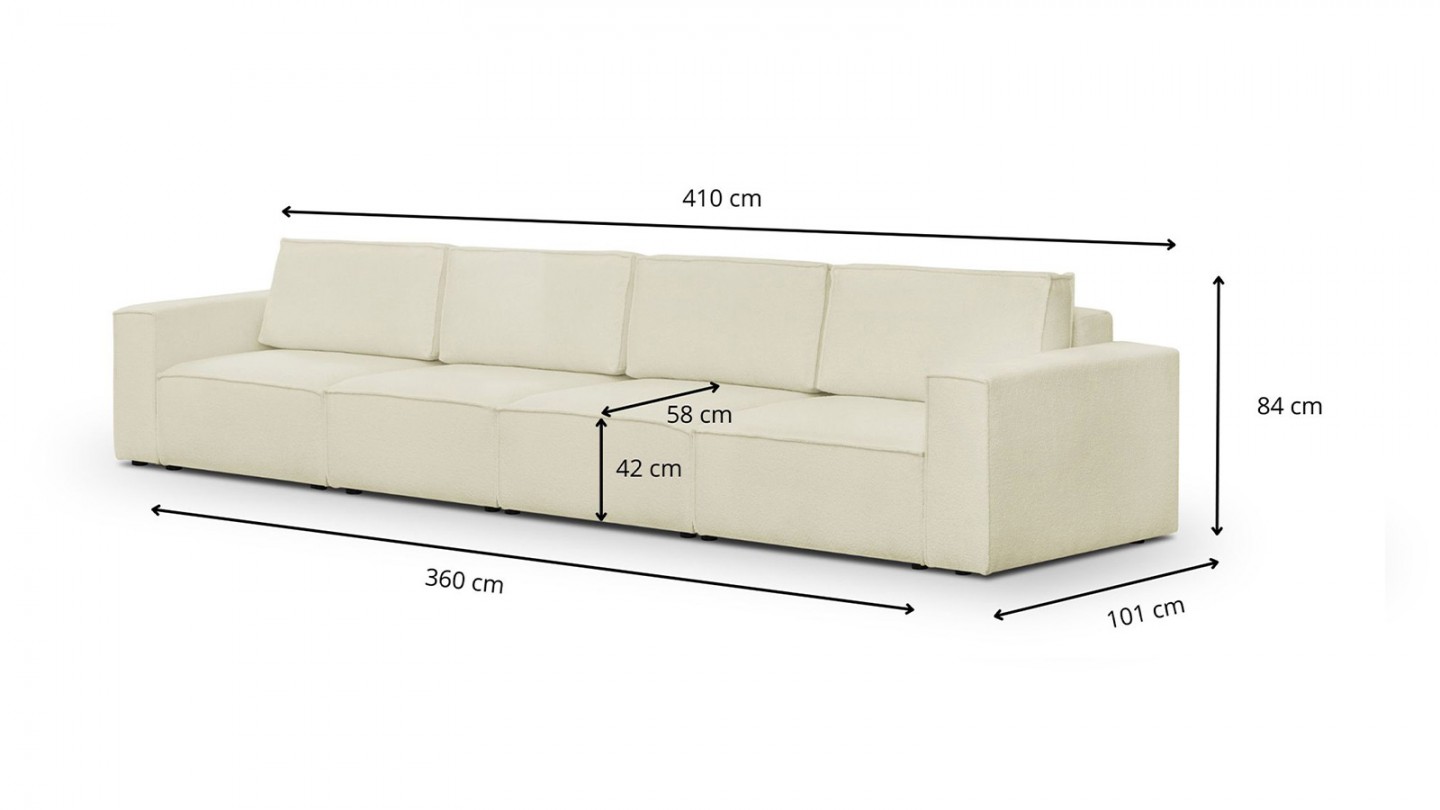 Canapé modulable 6/7 places en tissu bouclé écru - Harper Mod