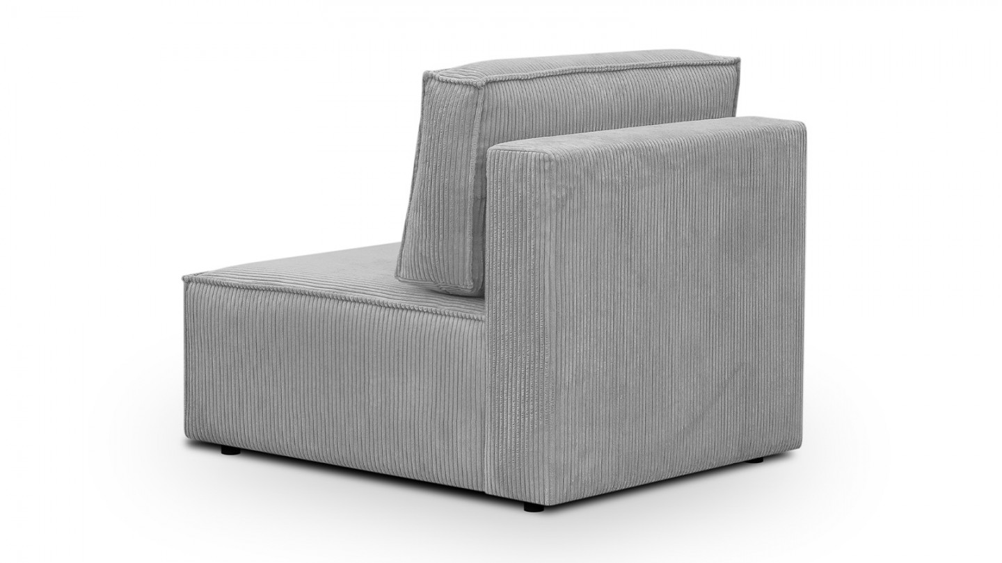 Canapé d'angle modulable 6/7 places en velours côtelé gris clair - Harper Mod