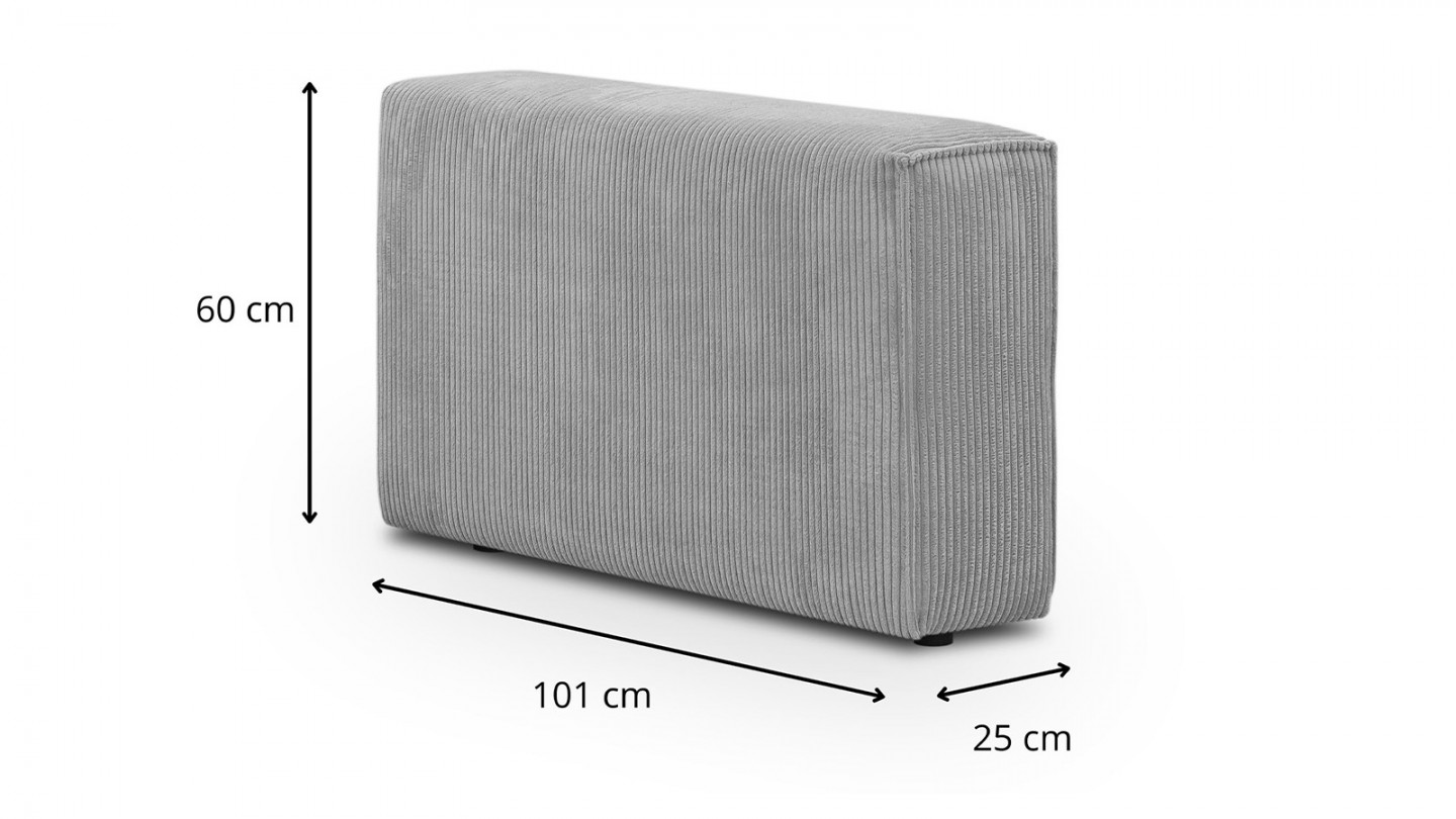 Canapé d'angle modulable 6/7 places en velours côtelé gris clair - Harper Mod