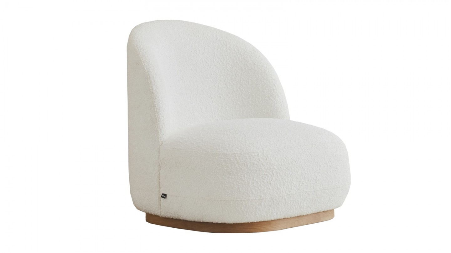 Fauteuil en tissu bouclette écru - Colette