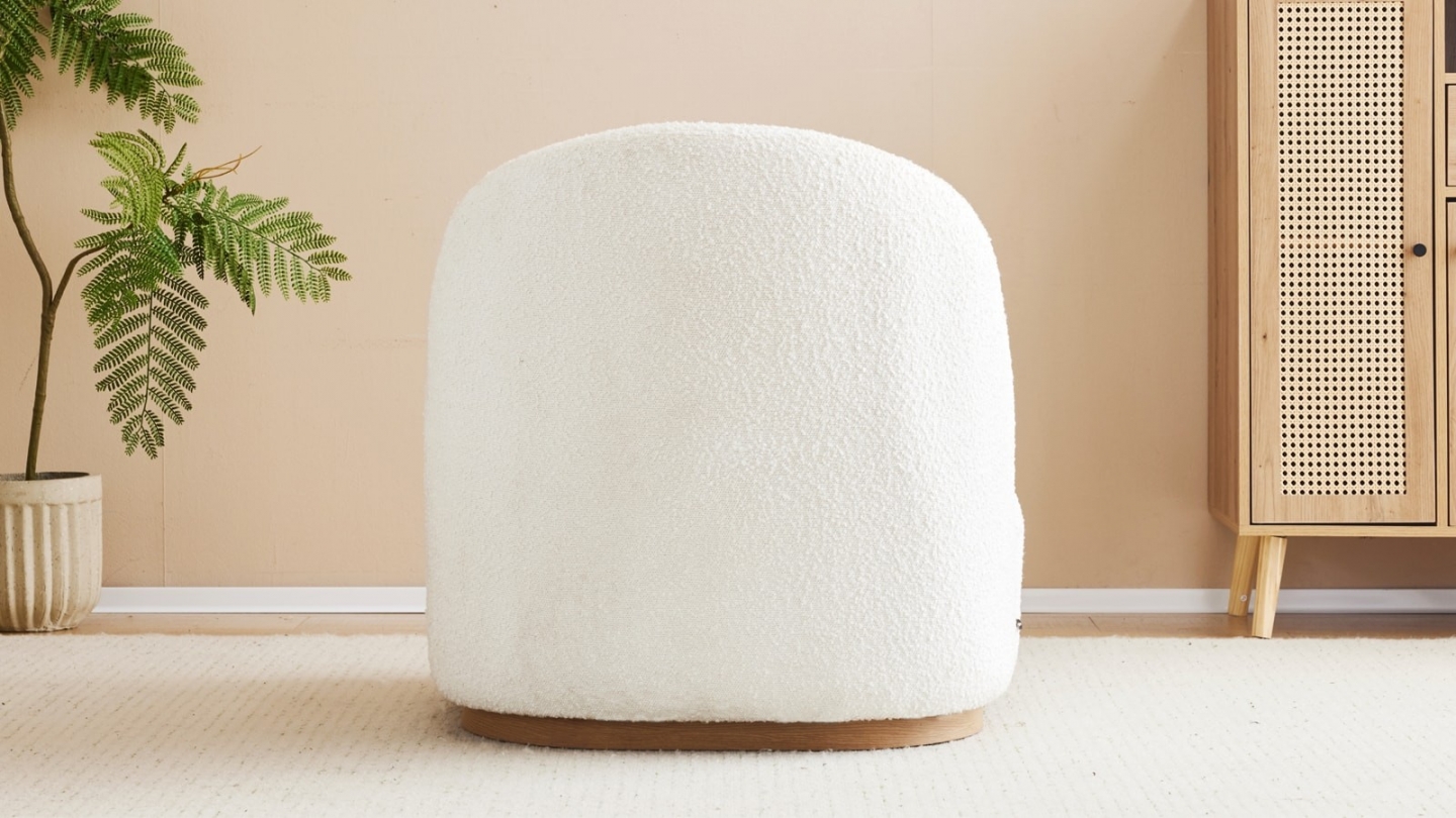 Fauteuil en tissu bouclette écru - Colette Fauteuil en tissu bouclette écru - Colette