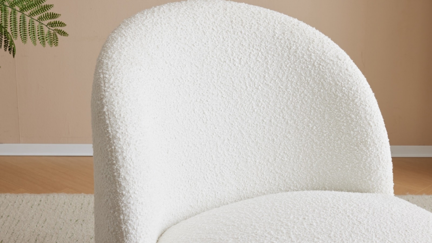 Fauteuil en tissu bouclette écru - Colette Fauteuil en tissu bouclette écru - Colette