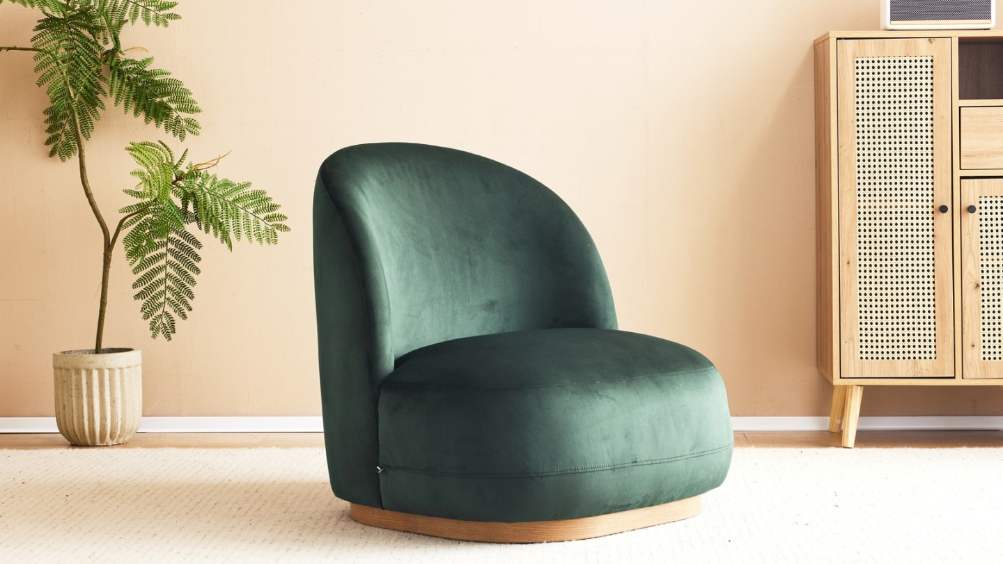 Fauteuil en velours vert - Colette