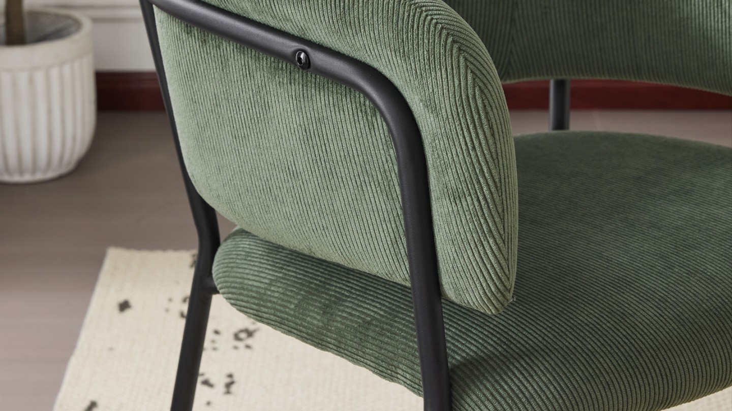 Lot de 2 fauteuils de table en velours côtelé vert - Malone